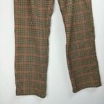 Brandy Melville  Straight Leg Plaid Print Pants High Rise Tan Red Black Preppy Photo 8