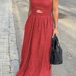 Commense Cotton Sleeveless Pockets Cutout Long Dress size M Red Size M Photo 1