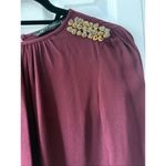 ZARA  Puff Sleeve Shoulder Studded Maroon Blouse Top Small Photo 5