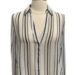 White House | Black Market  Striped Long Sleeve Sheer Blouse With Extended Tail Photo 1