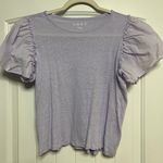 Loft Light Purple Ruffle Sleeve Linen Tee Photo 0