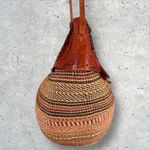 Handmade 70s VINTAGE BUCKET BAG Woven Sisal Leather African Kiondo Boho Hippie‎ Ethnic Photo 2