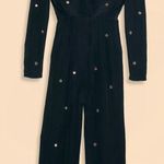 Farm Rio NWT Black Jumpsuit Mirror Embroidered Beaded Details Long Sleeve Large Photo 6