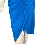 Adrianna Papell "PEACOCK" BLUE MESH NET GATHERED BEADED COCKTAIL DRESS NWT (12) Photo 8