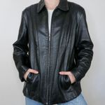 Vintage 90s Fourteen Zero Black Leather Jacket Size L Photo 2