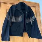 Black Betty rhinestone fridge denim jacket Size L Photo 0