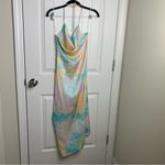 ZARA  pastel tie dye satin rainbow ruched ruched midi dress‎ blogger size XS Photo 8