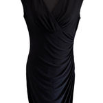 Ralph Lauren Ruched Sheath Dress Gorgeous Black V Neck Cap Sleeve Size 12 Photo 0