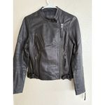 VTG AllSaints Leather jacket y2k Biker Moto Bomber Women’s 6 limited edition Black Photo 2