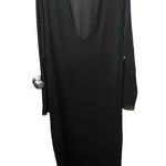 Good American Black Sheer Long Sleeve Plunging Neckline Maxi Coverup Size 3XL. Photo 0