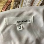 June and Hudson  Off the Shoulder Dress XL Multicolored Stripes Lined Tie Bust Zip Photo 5