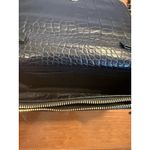 Bebe  Fabiola Stamped Crocodile Faux Leather Crossbody Small Handbag Black Gold Photo 4