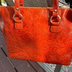 Ladies Valentina Embossed Leather Handbag Handmade in Italy Orange Photo 8