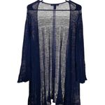Ralph Lauren  Women's Cardigan Blue Linen Tie Front Crochet Long Sleeve Tunic 1X Photo 2
