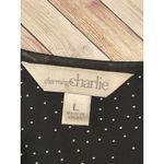 Charming Charlie Black White Polka Dot Tie Neck Blouse Top Women's Large Top Photo 1