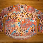 Fate Boho Floral Blouse Large | Sheer Button Down Festival Top Orange Photo 0
