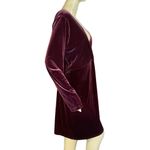 Loft  BURGUNDY VELOUR V NECK WRAP LOOK DRESS (XL) Photo 2