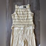 VTG POSITIVE ATTITUDE Pantsuit Set Tank Top Pattern Yellow Boho Size S M Size 10 Photo 1