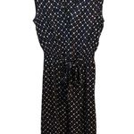 Fossil Sleeve Navy Abstract Polka Dot Midi Tie Waist Size Small Shirt Dress Work Photo 5