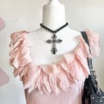 Pleione Pink 3D Petals Tank Top, Y2K, Coquette,‎ Romantic, Soft Girl, Fairycore, Large Photo 1