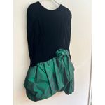 Jessica McClintock Vintage 80’s Black Velvet & Green Bubble Skirt with V-Neck Back Size: Medium Photo 4