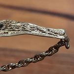 Vintage 12K Gold Filled Filigree Bar Rope Chain Bracelet with Center Diamond Photo 7