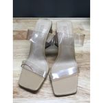 Schutz Goring Ariellen High Pump Flare Heels Women's 6.5B Clear Rhinestone beige Photo 1