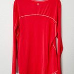 Athleta [] Neon Coral Pink Scoop Neck Long Sleeve Workout Top Thumbholes Size XL Photo 1