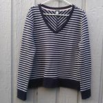 A New Day NWOT  striped long sleeve v-neck pullover sweatshirt women Size Large Photo 2
