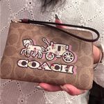 Coach Authentic glitter signature leather Horse & carriage logo wristlet Photo 9