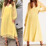 ZARA NEW  pleated flowy yellow maxi midi dress L Photo 1