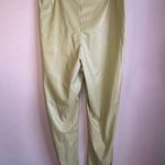Pretty Little Thing NWT Olive Green Split Hem Faux Leather Pants Photo 3