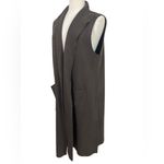 Eileen Fisher  Brown Lightweight Boiled Wool shawl collar longline vest Photo 2
