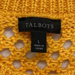 Talbots  Sweater Vest Knit Sleeveless Open Stitch Yellow‎ Cotton Blend L Photo 3