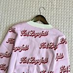 Karl Lagerfeld $399 NWT  Women Pink Logo Cardigan Sweater Jacket Rhinestone Heart Photo 12