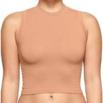 SKIMS Sleeveless Cotton Mock Neck Cropped Tank Top in Umber Photo 1