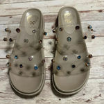 Vince Camuto  Slide Sandals Clear Jeweled Size 7.5 Bling Slip On Pool Beach Photo 2