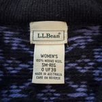 Vintage LL Bean Purple Nordic Snowflakes Button Wool Cardigan Sweater Size SMALL Photo 12