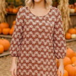 Boden Lucie Tunic Dress in Orange White Floral Print Fall Holiday Feminine 6P Photo 1