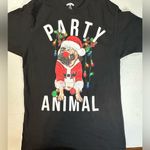 Holiday Time Party Animal Pug Dog Christmas Lights Santa Graphic T-shirt Black S Photo 6