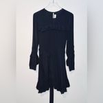 IRO Frill Black Silk Viscose Blend Long Sleeve Ruffle Mini Dress Size 38 Photo 2