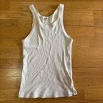 AMO Neutral Ribbed Tank Preppy Boho Quiet Luxury Coastal Western Festival Top S White Photo 4