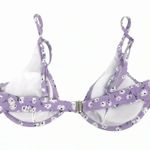 FLORAL LILAC TWO PIECE DEEP PLUNGE BIKINI TOP HIGH WAISTED BOTTOMS WOMENS MEDIUM Purple Photo 4