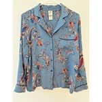 In Bloom by Jonquil Pajama Set Womens Small Blue Paisley Soft‎ Knit Cozy Luxury Photo 1