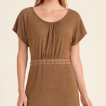 Brown Beaded Babydoll‎ Mini Dress Y2K 2000s Boho Bohemian 2000s Western Sz XS Photo 0