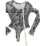Free People Gotcha Bodysuit Women Black Snakeskin VNeck Top sz small Photo 7