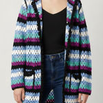 Free the Roses Colorful Crochet Hooded Cardigan Size XS/S NWT Blue Photo 0