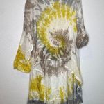 Belle France Italian Linen Tie Dye Tunic Coverup EUC Sz M Oversized Yellow Gray Size M Photo 0