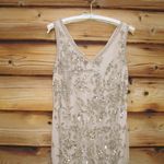 Pisarro Nights Nights Blush Beige Beaded Sequin Gown Dress 10 Tan Photo 5