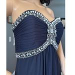 XScape Navy Chiffon Jeweled Bodice Empire A-Line strapless Evening Gown 8 Photo 8